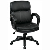 Mid Back Black Bonded Leather Executive Chair with Padded Arms