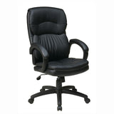 High Back Black Bonded Leather Executive Chair with Padded Arms
