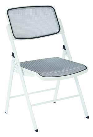 Office Star Deluxe ProGrid Folding Chair 2-Pack - Breathable Mesh Seat & Back, Black Frame