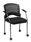 Titanium Finish Rolling Black Visitors Chair