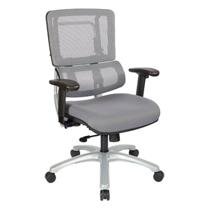 Vertical Grey Mesh Back Chair with Silver Base