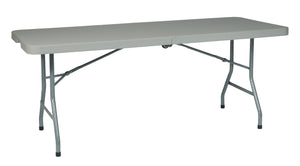 6' Resin Multi Purpose Center Fold Table with Wheels