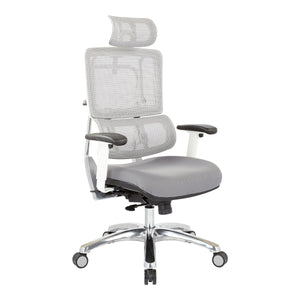 Breathable White Vertical Mesh Chair with Headrest