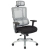 Vertical Grey Mesh Back Chair with Silver Base with headrest