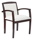 Mahogany Leg Chair With Upholstered Seat And Wood Slat Back