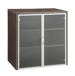Napa 37"H Storage Cabinet, Glass/Aluminum Doors
