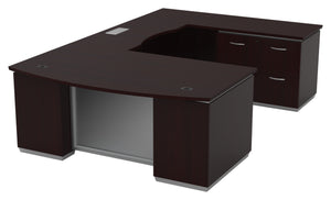 Tuxedo U-Shape w/ Right Bridge + Lateral File Credenza Pedestal 72x114